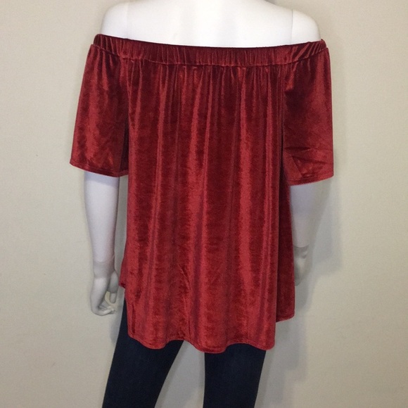 NWT Chelsea & Theodore Cold Shoulder Velour Top - Picture 6 of 10